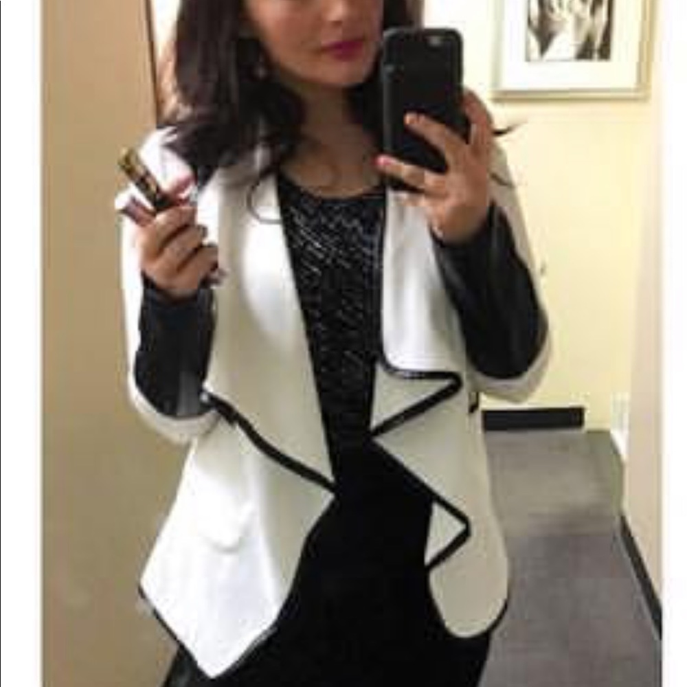 Faux Leather White Cardigan